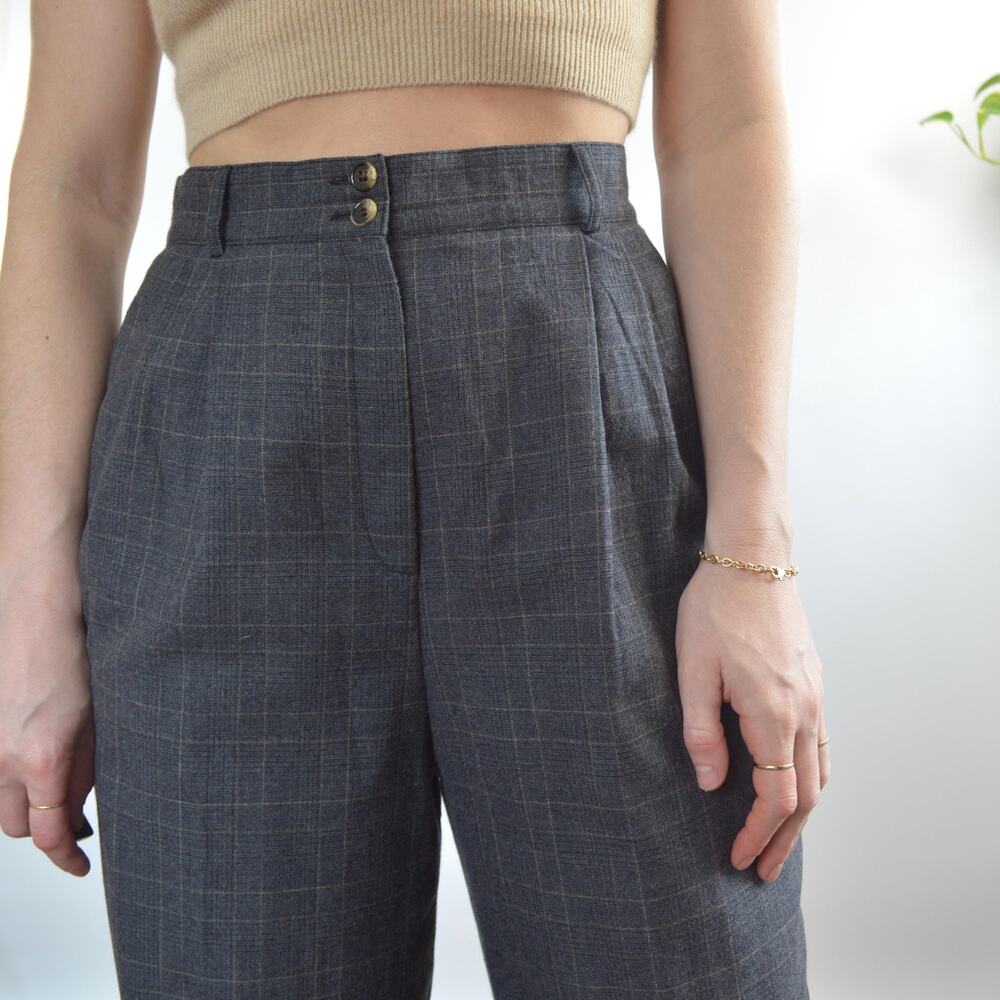 dark gray pure wool vintage andrea vicarro straight leg high waisted pants